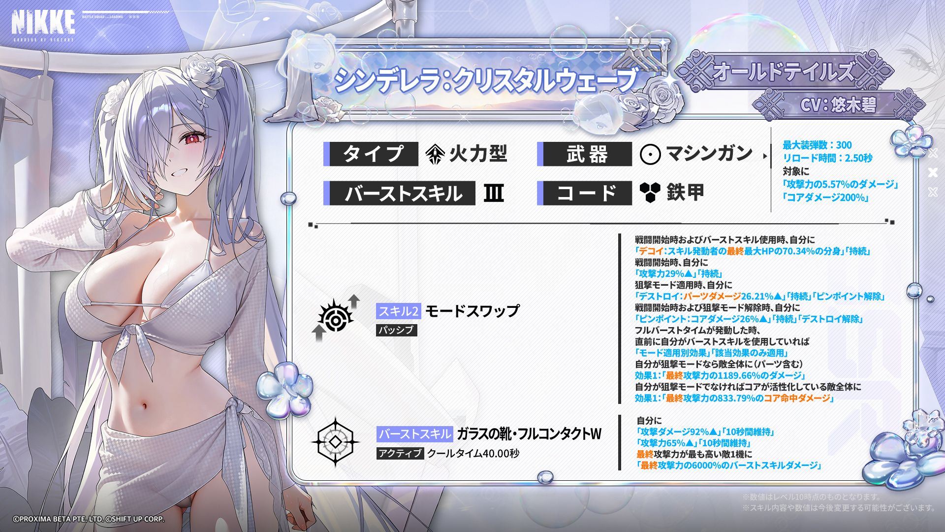 水着シンデレラの火力比較・オバロ期待値・編成考察【シンデレラ